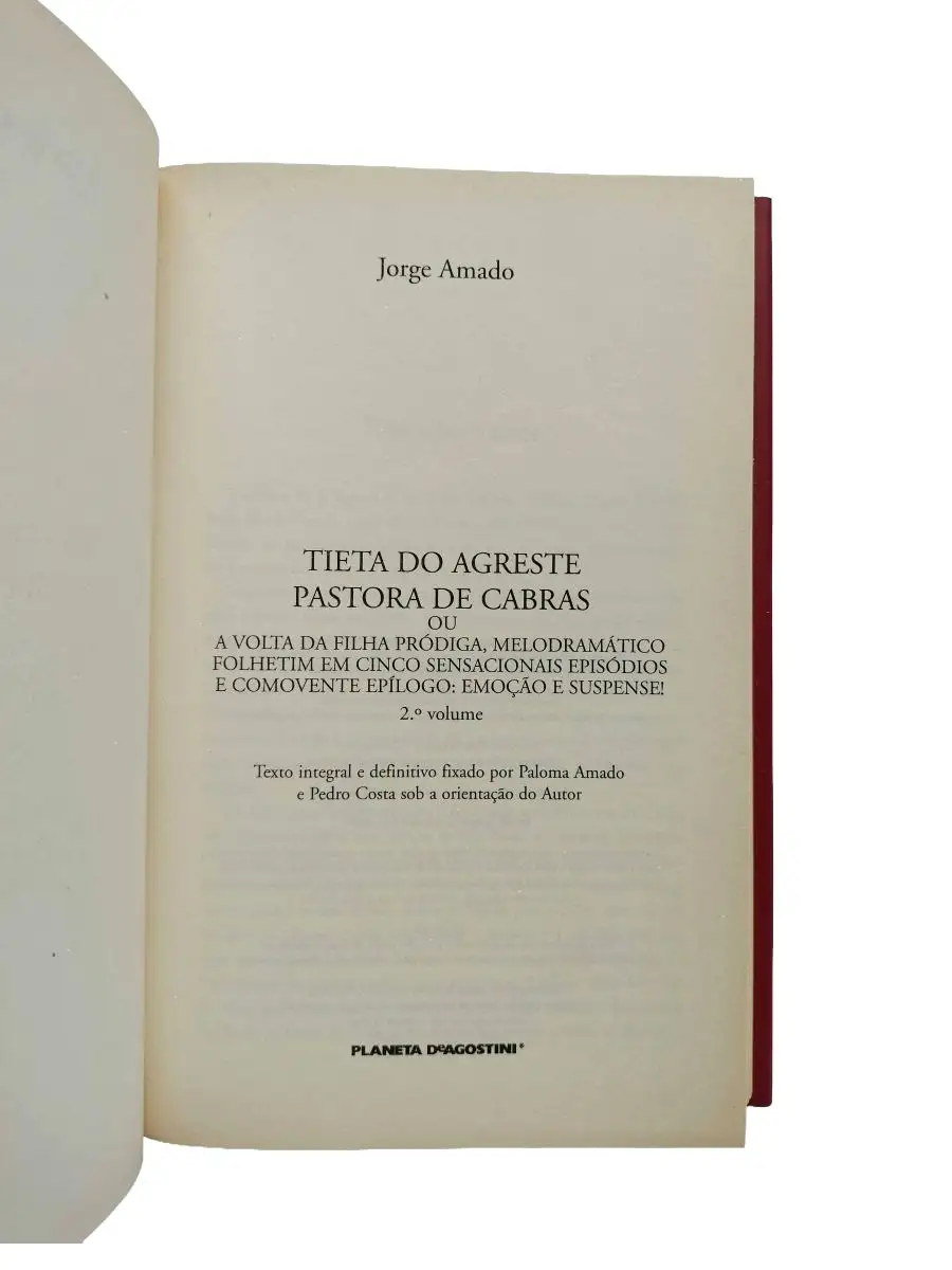 tieta do agreste 2 jorge amado folha de rosto Pormenor da folha de rosto do livro Tieta do Agreste II, com o nome do autor e título.