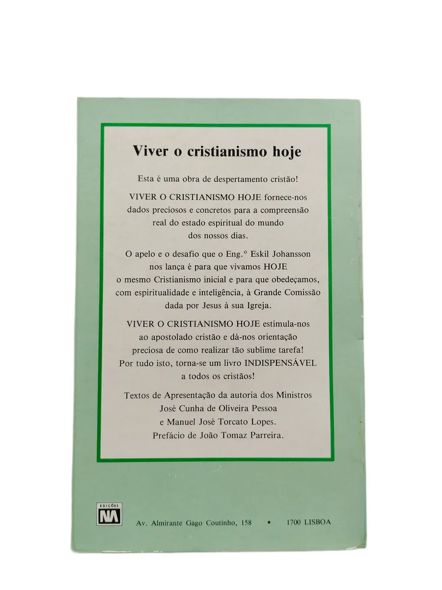 viver o cristianismo hoje eskil johanson contracapa Contracapa do livro Viver o Cristianismo Hoje, de Eskil Johanson.