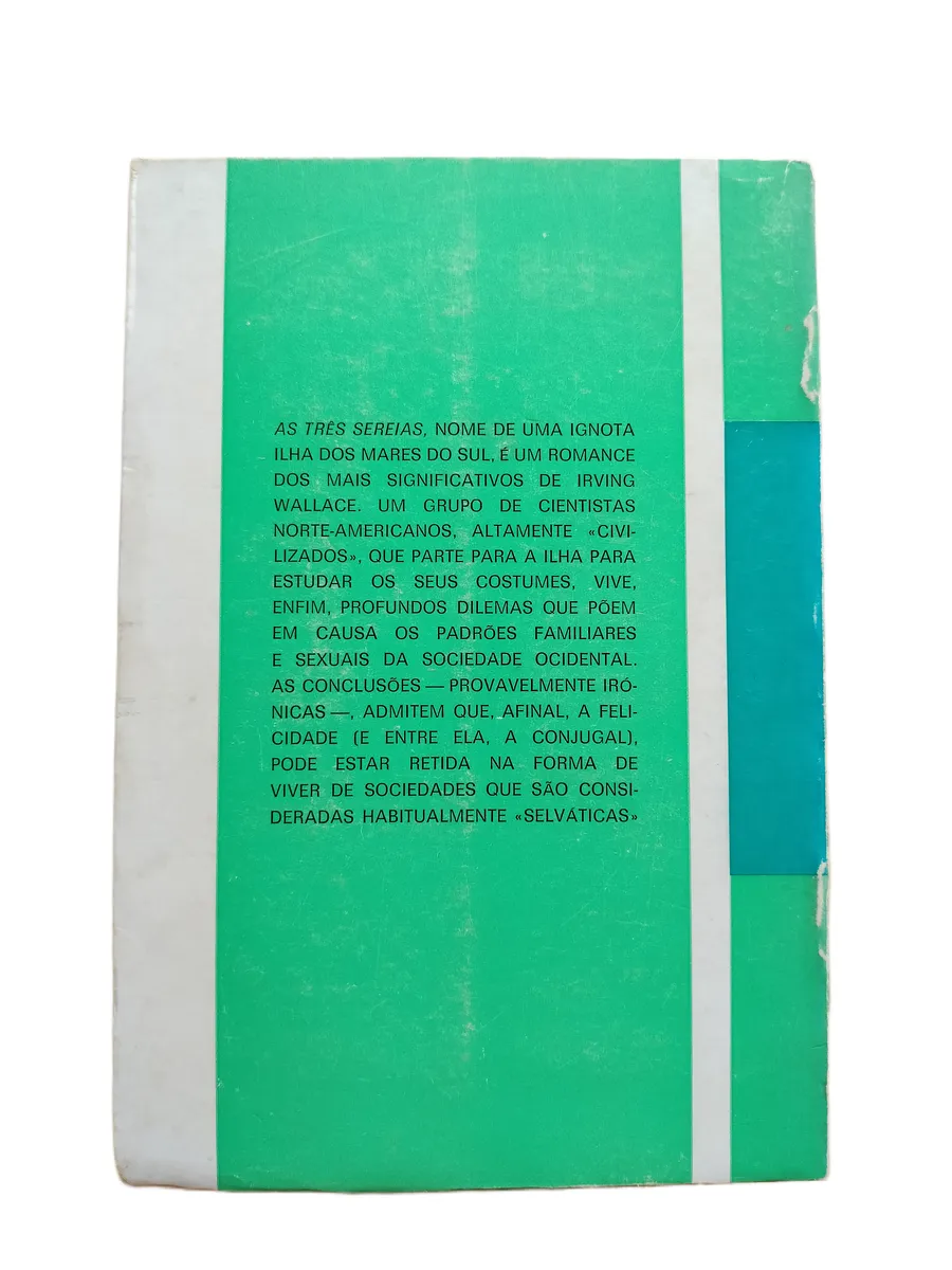 as tres sereias irving wallace contracapa Contracapa do livro As Três Sereias de Irving Wallace.