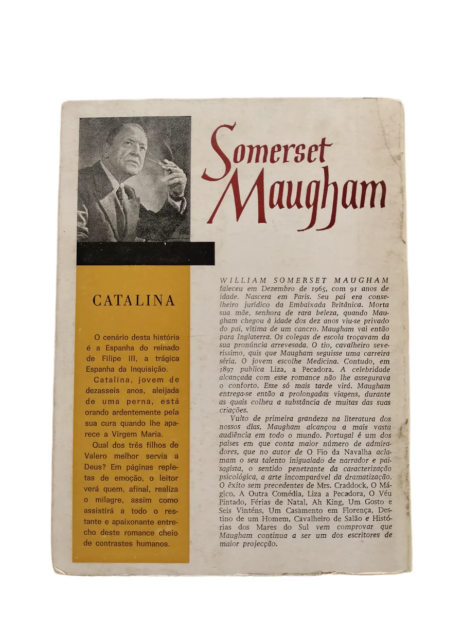 catalina w somerset maugham contracapa Contracapa do livro Catalina de W. Somerset Maugham.