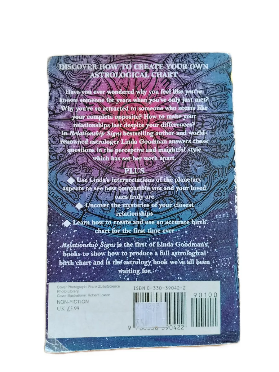 relationship signs linda goodman contracapa Contracapa do livro Relationship Signs de Linda Goodman.