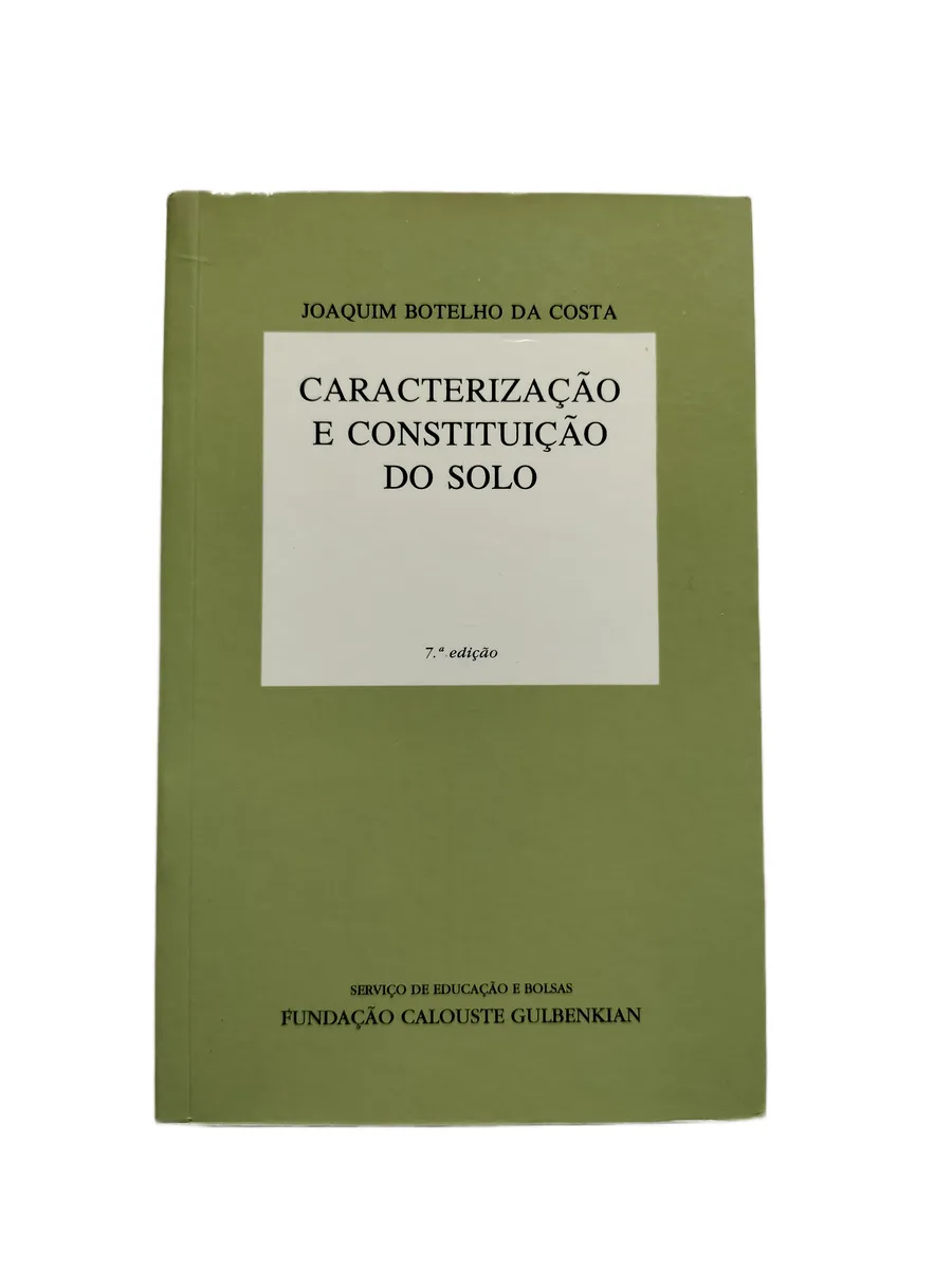 caracterizacao e constituicao do solo joaquim botelho da costa capa Capa do livro Caracterização e Constituição do Solo de Joaquim Botelho da Costa.