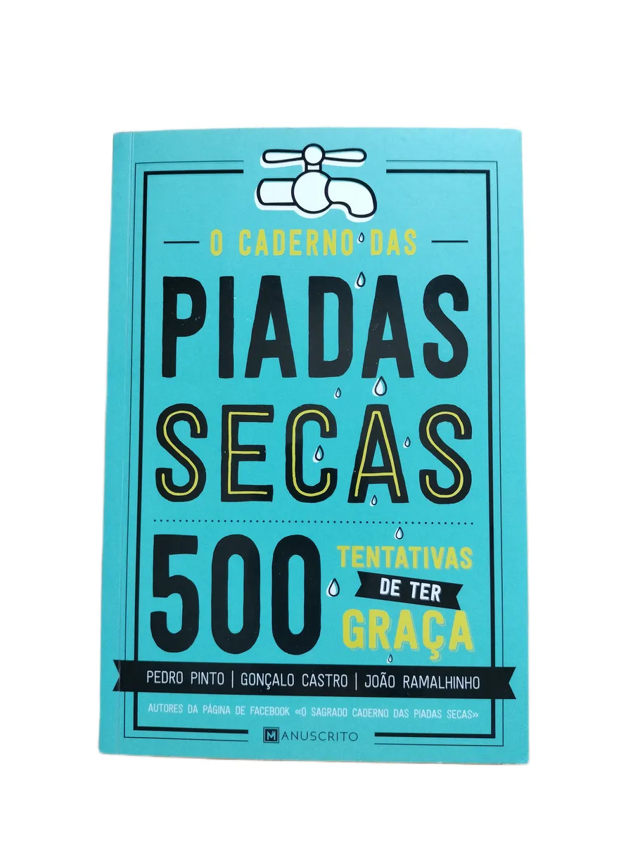 o caderno das piadas secas pedro pinto goncalo castro joao ramalhinho capa Capa do livro O Caderno das Piadas Secas de Pedro Pinto, Gonçalo Castro e João Ramalhinho.