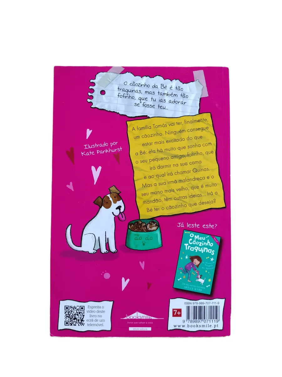 o meu caozinho traquinas holly webb contracapa Contracapa do livro O Meu Cãozinho Traquinas de Holly Webb.