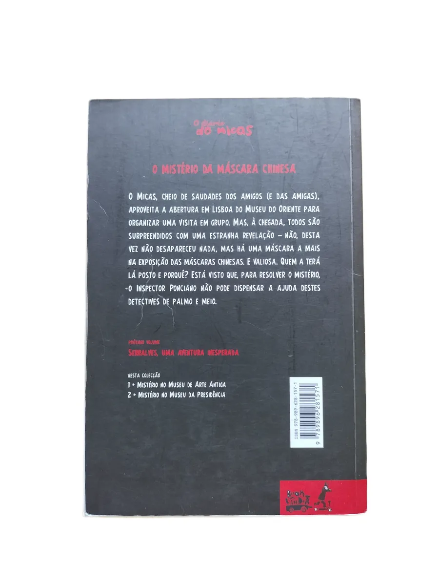 o misterio da mascara chinesa patricia reis contracapa Contracapa do livro O Mistério da Máscara Chinesa de Patrícia Reis.