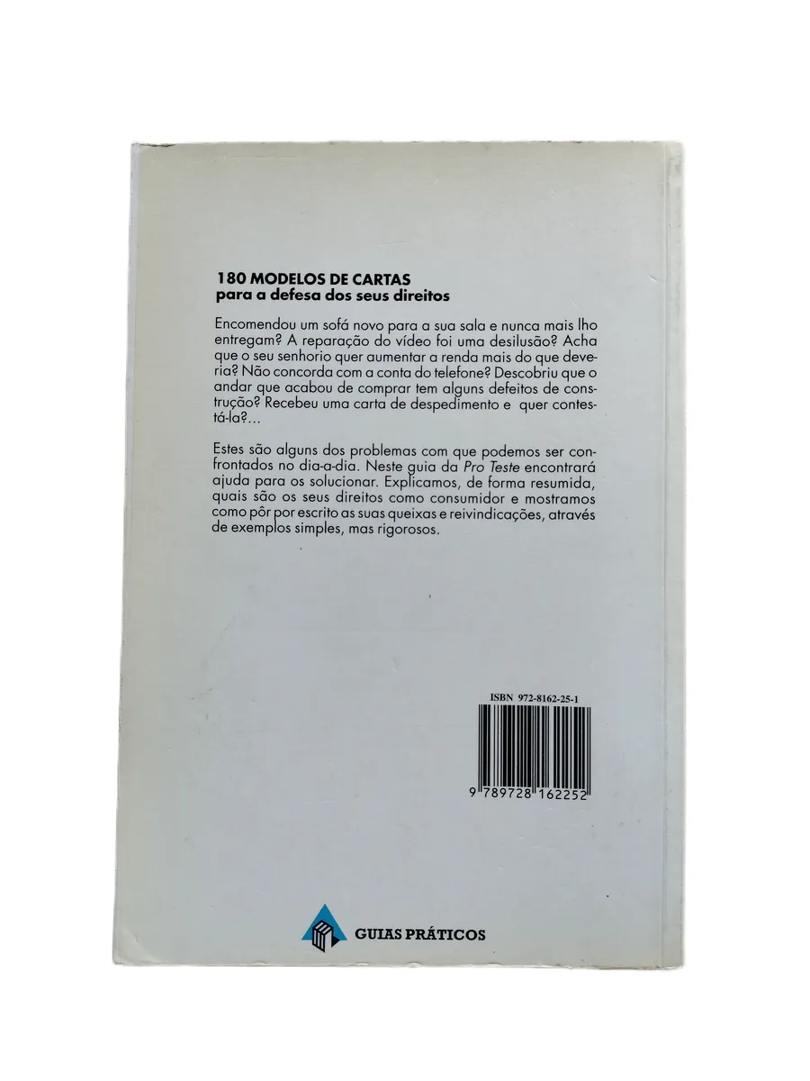 180 modelos de cartas pro teste contracapa Contracapa do livro 180 Modelos de Cartas da Pró Teste.