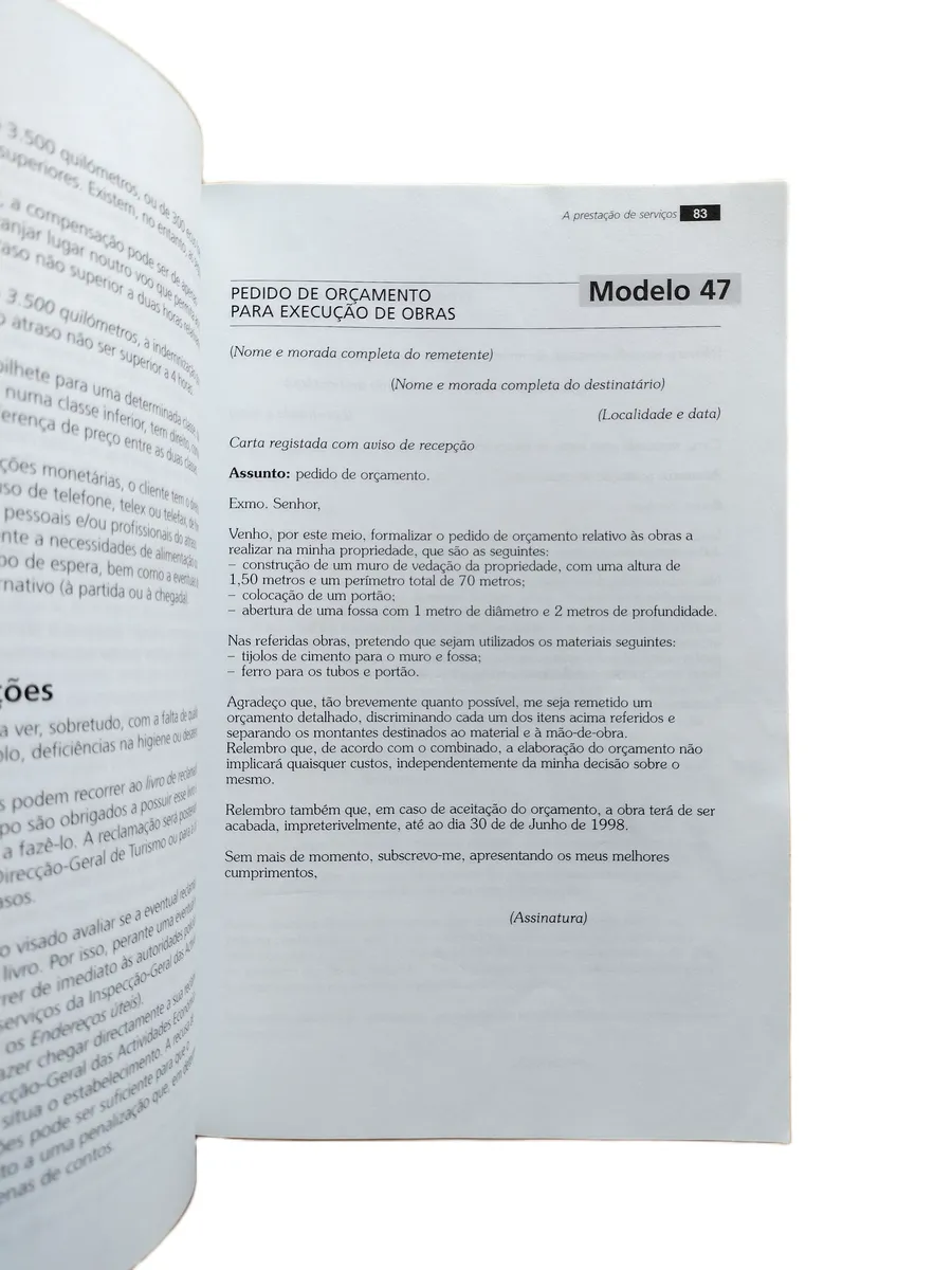 180 modelos de cartas pro teste pagina Página do livro 180 Modelos de Cartas da Pró Teste.