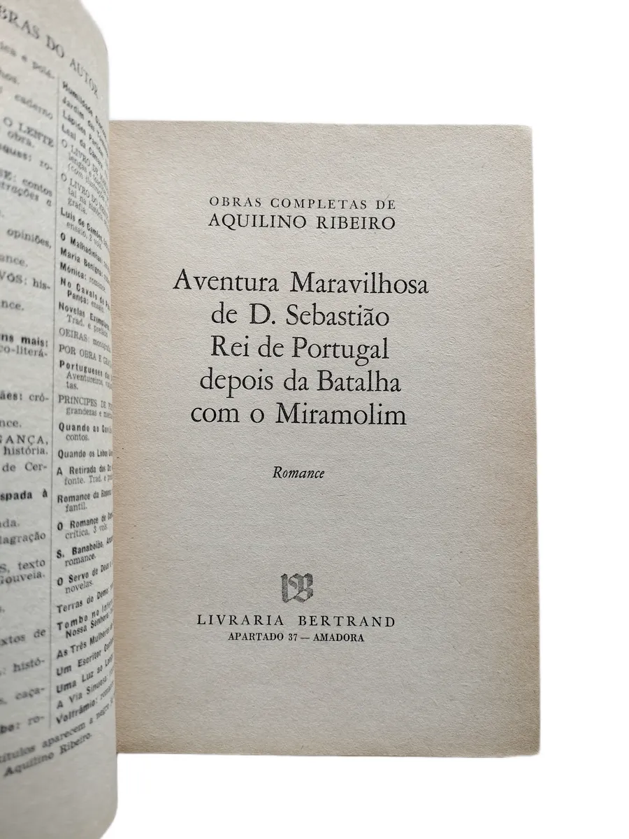 aventura maravilhosa de d sebastiao aquilino ribeiro folha de rosto Folha de rosto do livro A Aventura Maravilhosa de D. Sebastião de Aquilino Ribeiro.