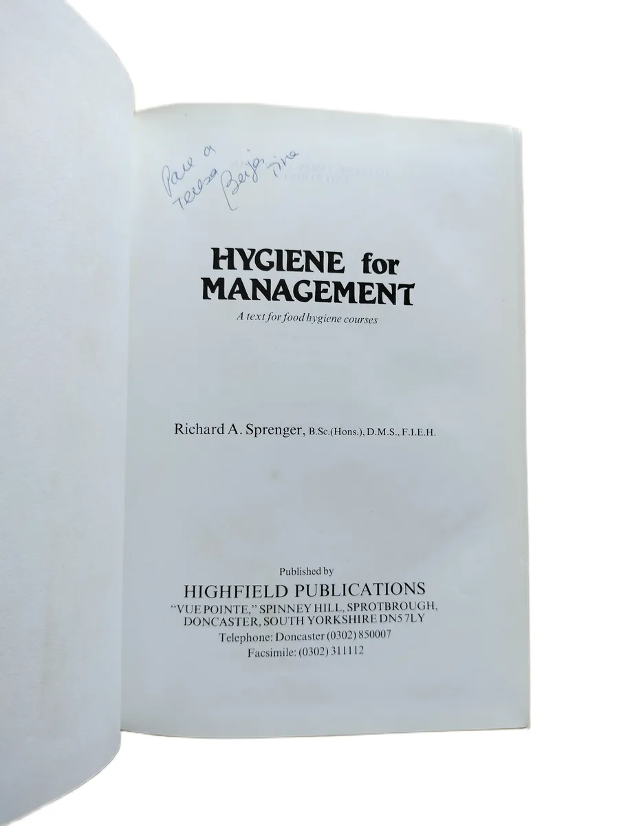 hygiene for management richard a sprenger dedicatoria Dedicatória do livro Hygiene for Management de Richard A. Sprenger.