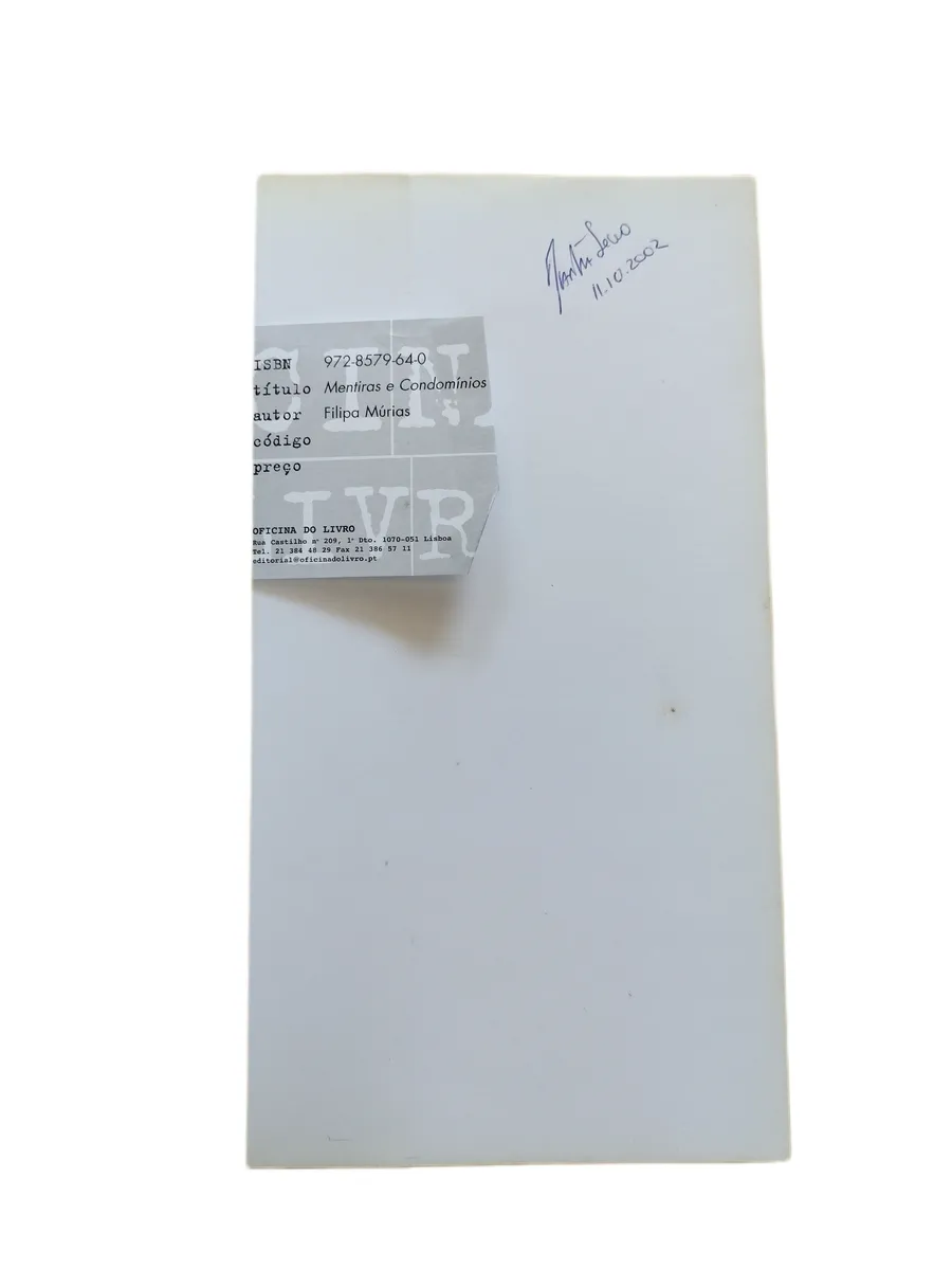 mentiras e condominios filipa murias assinatura de posse Assinatura de posse do livro Mentiras e Condomínios de Filipa Múrias.